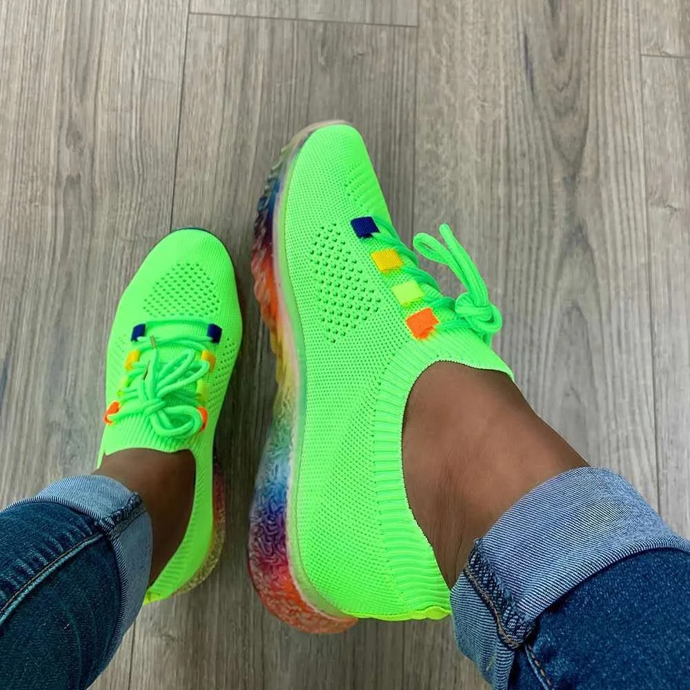 

2020 Women's Fashion Sneakers New Candy Color Casual Shoes Soft Sports Running Sneakers Breathable Mesh Athletic Shoes