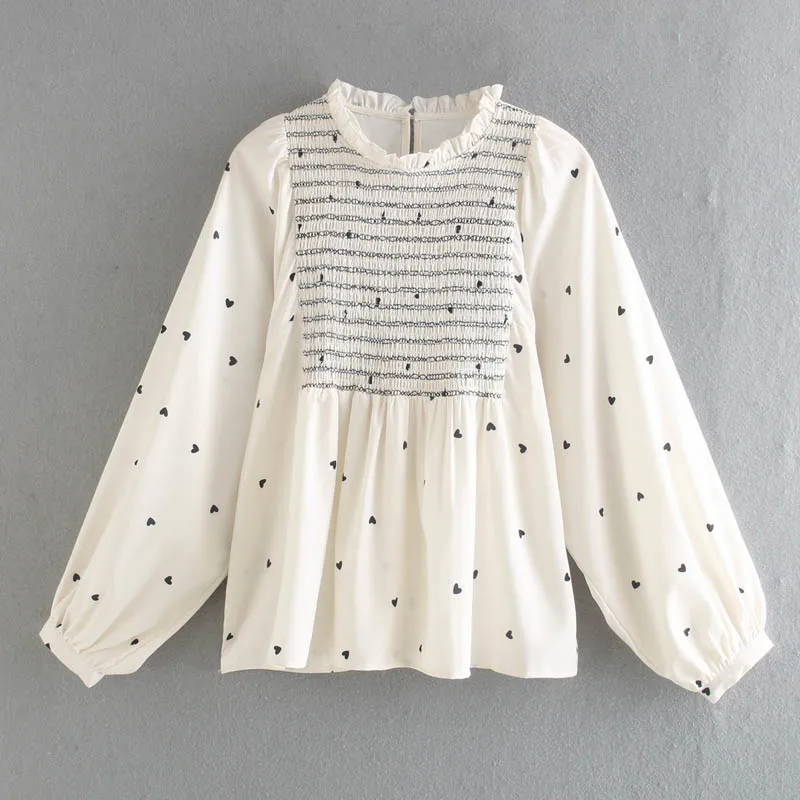 

CS994 European o-neck Long Sleeve Poplin White Blouse Tops Women Clothing