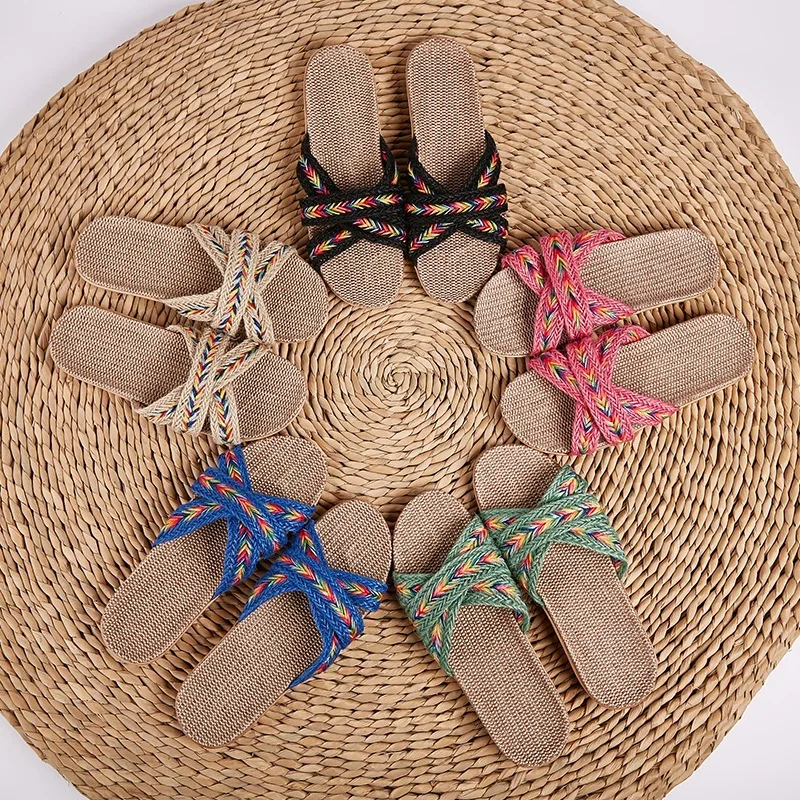 

Summer New Fashion Beach Slippers for women High Quality Ladies's Jute Sole Hot Sale Slippers Custom Outdoor For Wholesale