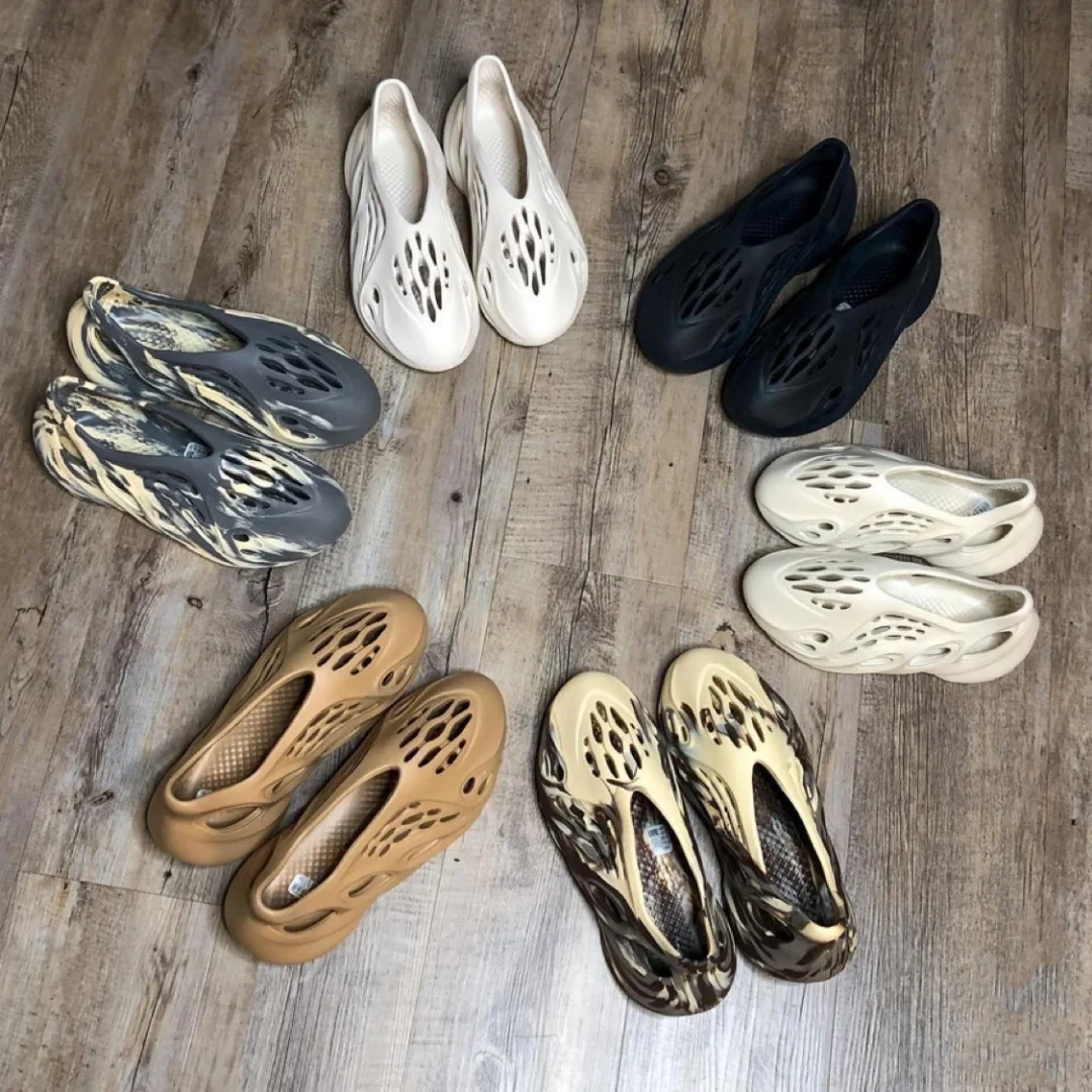 

Latest Stylish Summer Outdoor Unisex Yeezy Foam Runner Moon Grey Beige Sandal Mxcrcl Yeezi Sandal With Shoe Box, Colorful