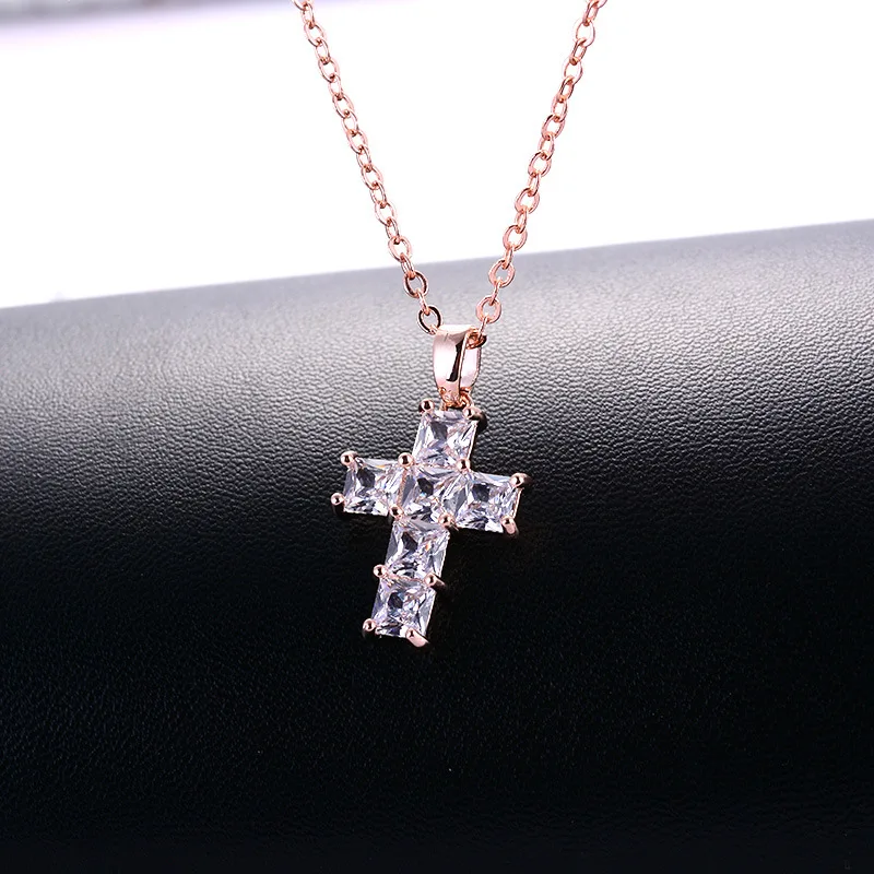 

Classic cross necklace, hot style, 18K gold zircon plated diamond collar bone chain