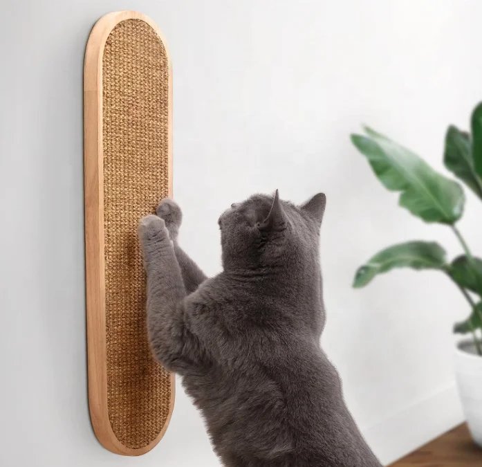 

Customized Wall Mounted Cat Scratching Post Wooden Sisal Cat Scratcher Vertical Scratch Pad for Indoor Cats or Kitten