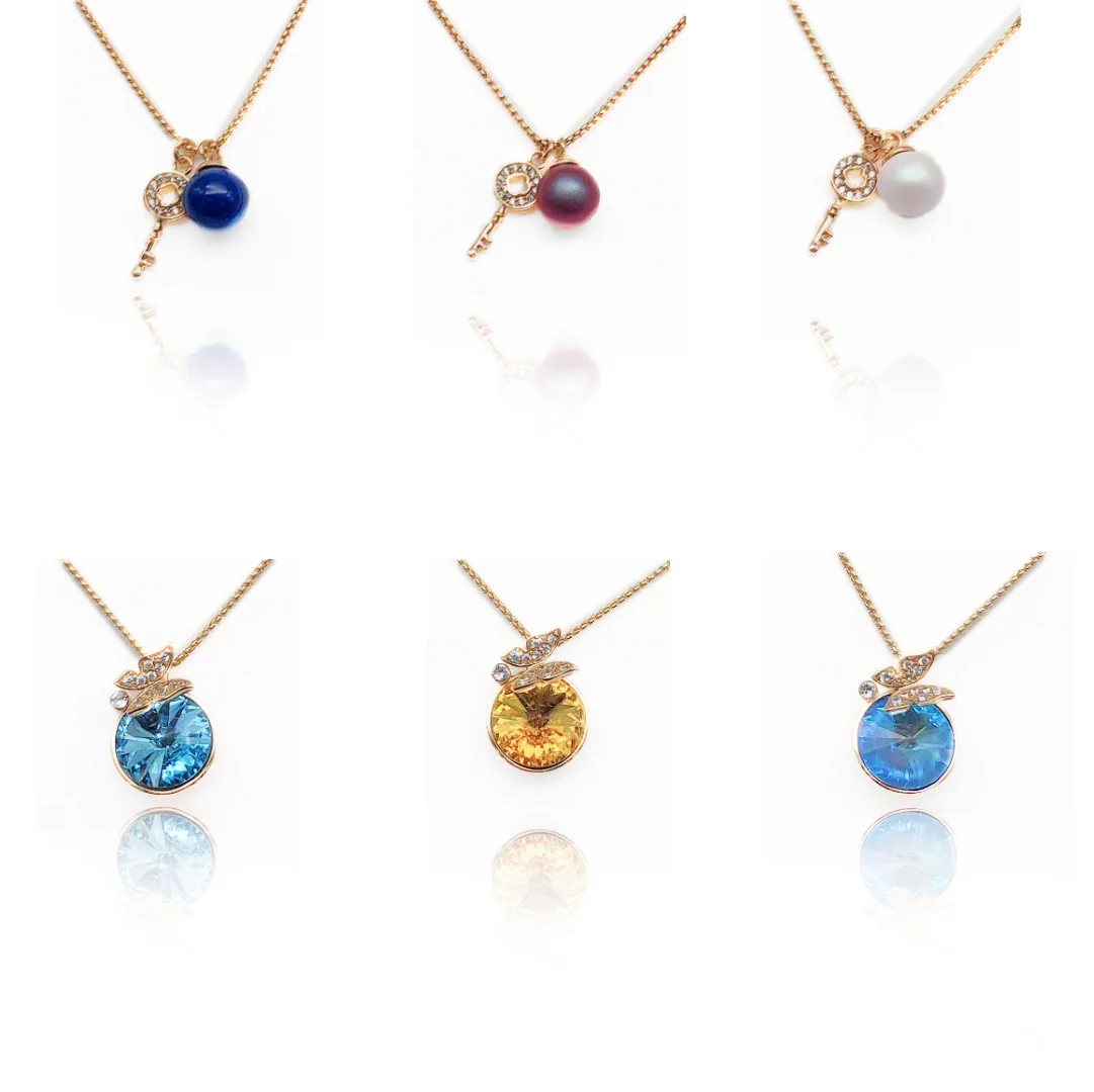 

Factory wholesale pearl key heart women luxury necklace golden charms string long necklace pendants charms