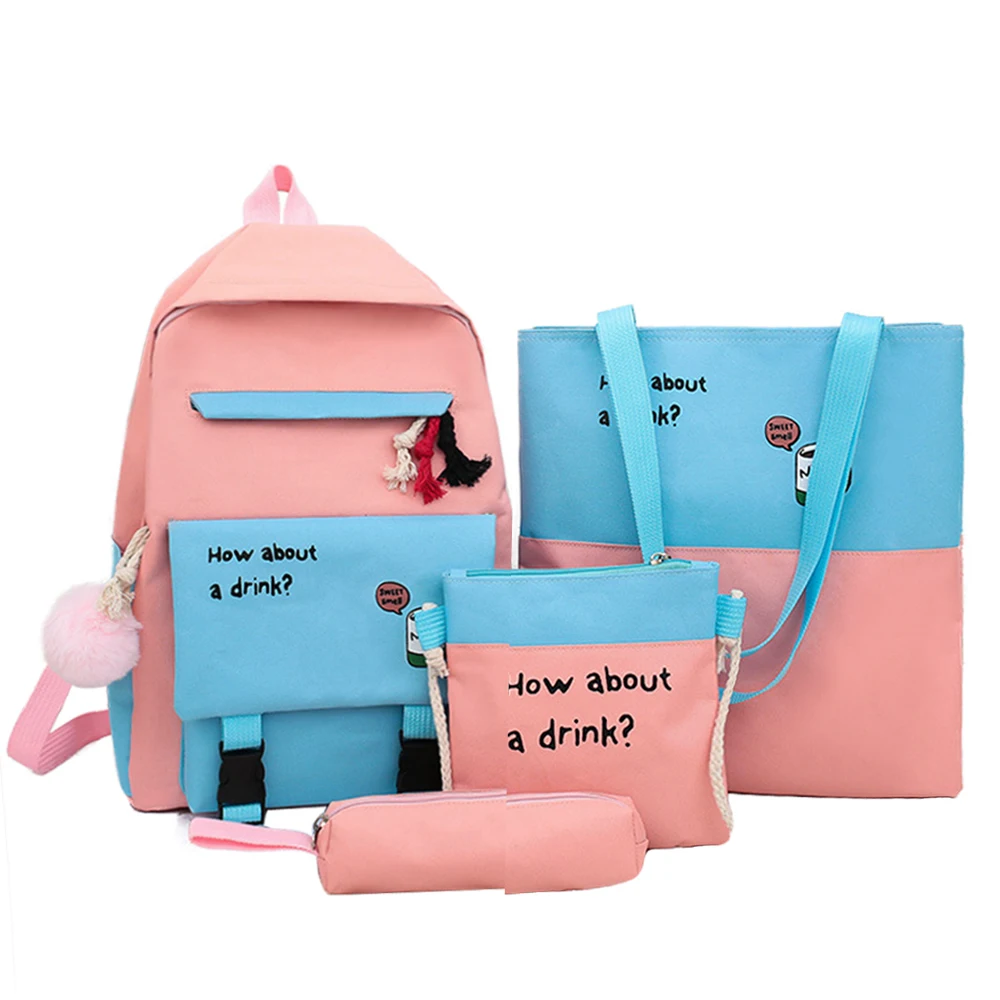 

School supplies wholesale 4 pcs school bags set back pack for girls