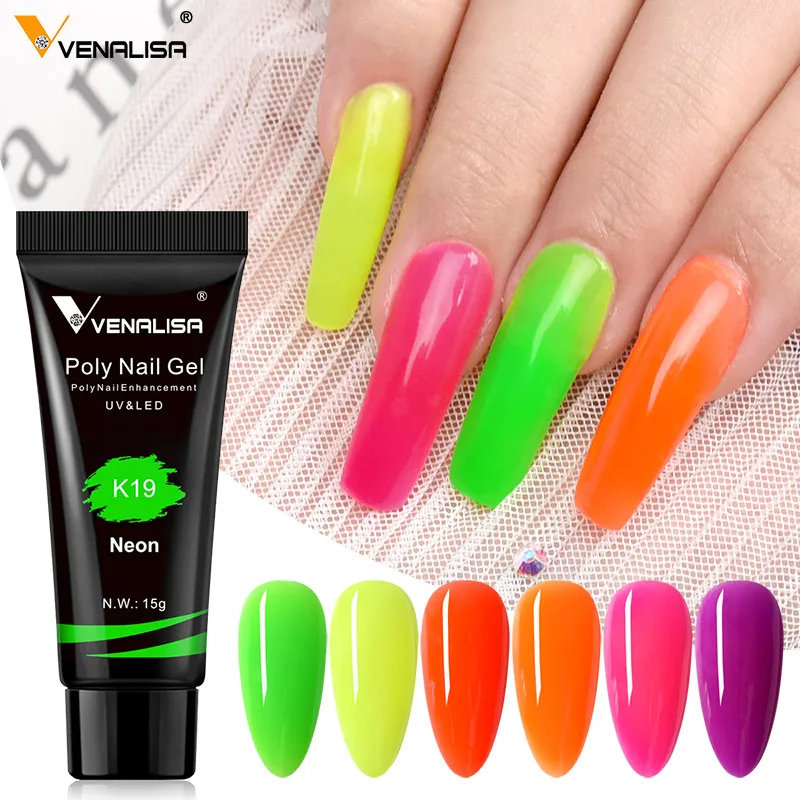 

New Venalisa 15g nail art french nails glitter camouflage neon color hard jelly quick building nail extend gum poly acrylic gel