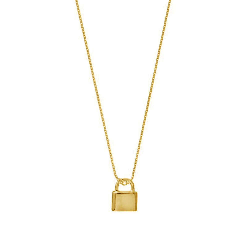 

Minimalist Jewelry Brass 18K Gold Vermeil Jewellery Love Lock Charm Pendant Necklace For Women
