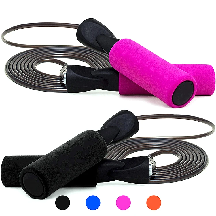 

Professional Gym Adjustable Jumping Plastic Pvc Black Adult Speed Steel Wire Skipping Jump Rope With Weight, Customized color