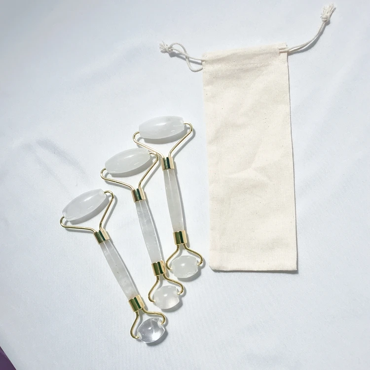

High quality Clear Quartz Crystal Face Massage Roller Nature Stone Jade Facial massager face beauty care roller wholesale