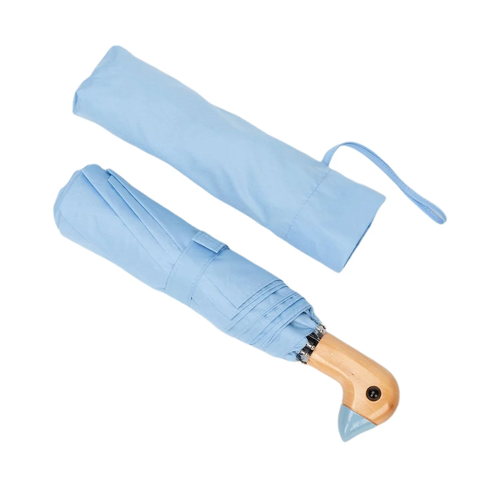 

2021 Classic Manual Foldable 3 Folding Umbrella simple spotted pattern lady ruffles The duck head handle, Customized