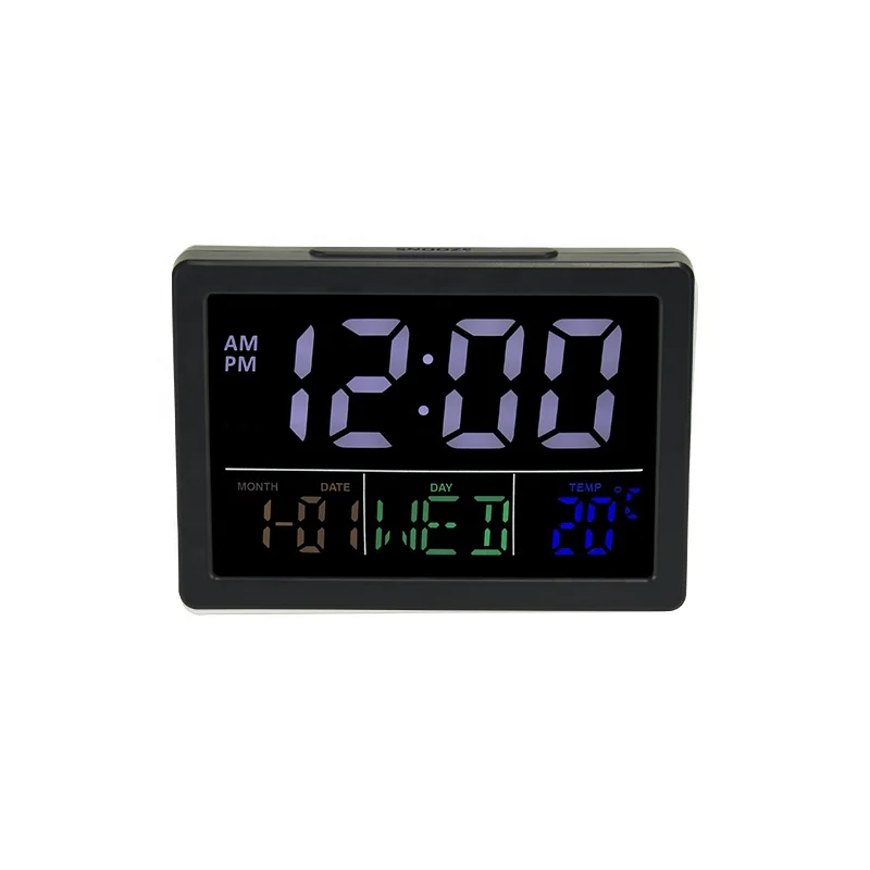 

EMAF Wholesale Type-C Power Time Date Calendar Temperature Clock Snooze Alarm Desk Digital LED Clock, White/black