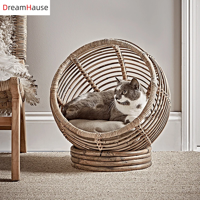 

Dreamhause Natural Rattan Cat Dog Pet House Furniture