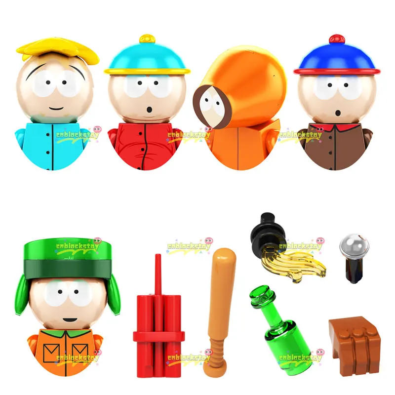 

Cartoon Anime Movie Game South Park Block Figure Kyle Broflovski Kenny Butters Stotch Building Block Figure for Kids Toy KF6192