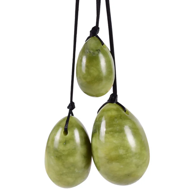 

Natural Nephrite Jade Yoni Eggs for Kegel Exercise Natural xiuyan jade Yoni Egg Set