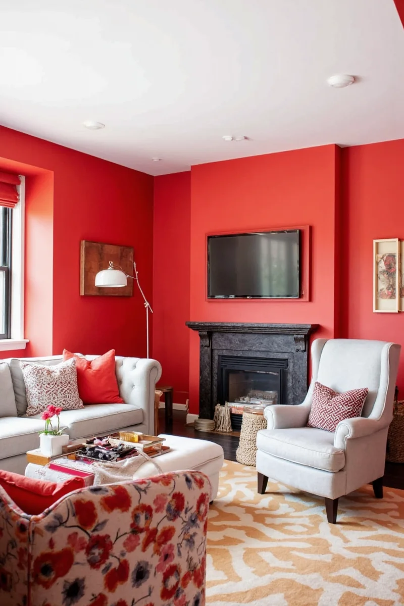 red alert how to rock bold red walls in a family friendly living room without losing your sanity