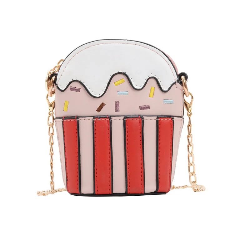 

Cute Cake Shape Girls Mini Crossbag Coin Purse PU Shoulder Handbag for Kids, As pic