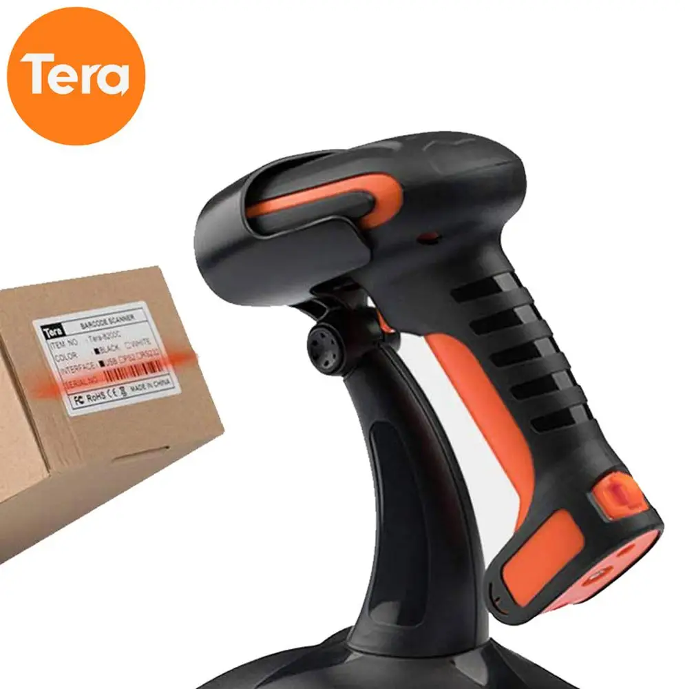 

Tera QR 1D 2D Wireless Wired Blue tooth Scanner Barcode 3 in 1 Barcode Readers Scanner with display Extreme Drop Resistance