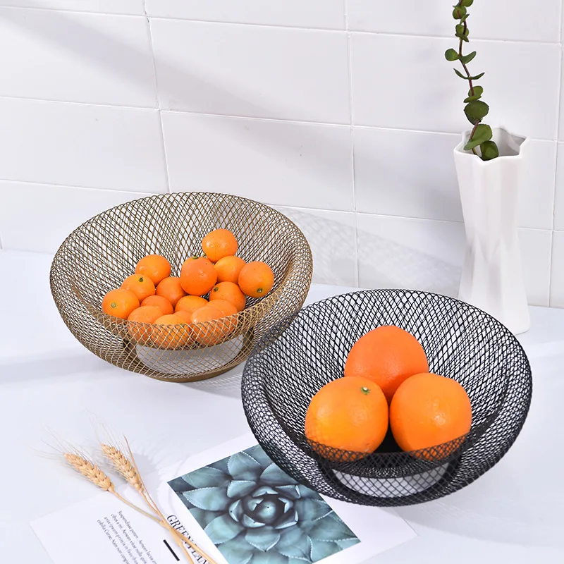 

Nordic Creative Style Double Wrought Iron Fruit Basket Modern Living Room Household Fruit Tray Dried Fruit Candy Storage Basket, Customized color