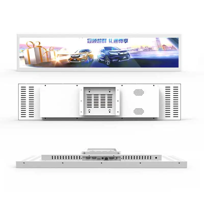 
38.5 inch stretch bar totem display lcd taxi high brightness strip wide supermarket led advertising screen 