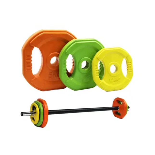 

High Quality Fitness Equipment Factory Price Color Rubber Weightlifting 20kg Barbell Sets For Fitness, Different size with different colorful