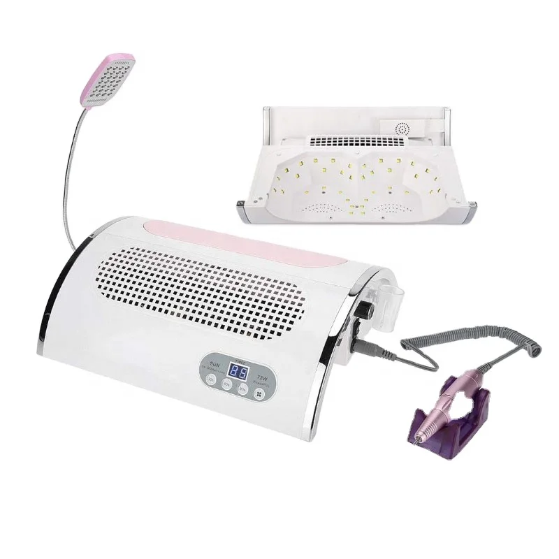 

Electric Nail Drill machine Brand New 25000 Rpm Vacuum Cleaner with Nail Lamp 3 in 1 Pink Diy White Strong Power Plastic