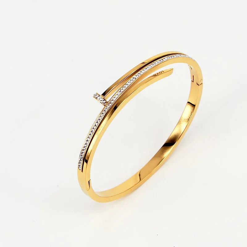 

2020 New Fashion Clamp Metal Wrist Adjustable Gold Color Nail Bangle Bracelet party jewelry accessory Cuff Bracelet