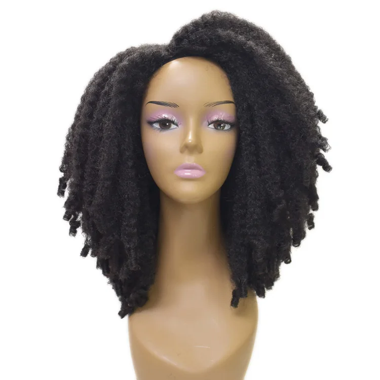 

Novelties Wholesale Synthetic Braided Wigs For Black Women Afro Kinky Curl Lace Cuban Marley Hair Crochet Springy Twist Wig
