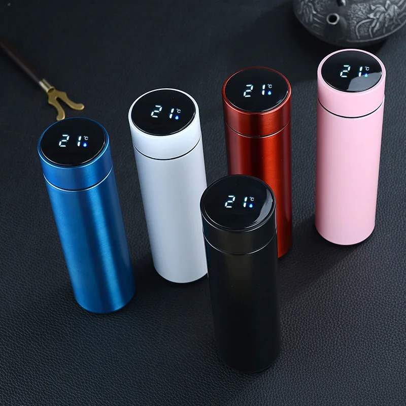 

500ml Stainless Steel Sports Automotive Travel Mug with LED Temperature Display Leak Proof Keep Cold and Keep Warm Water Bottle, Customized color