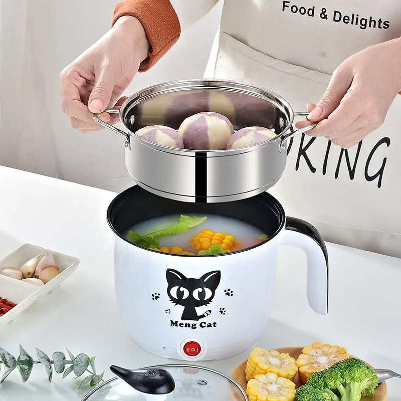 

Stainless steel Electric Nonstick HOT POT Cooker steamer Office Electric Electric Skillet Cooking Pot, Pink blue white