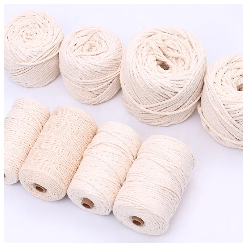 

Macrame Cord 4 Strand Twisted Cotton Cord 100% Cotton Macrame Rope for Wall Hanging Crafts Knitting, Natural white