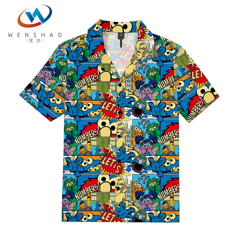 

Funny Design Polyester Custom Summer Custom Cartoon Elmo Full Printed Casual Shirt, Customized