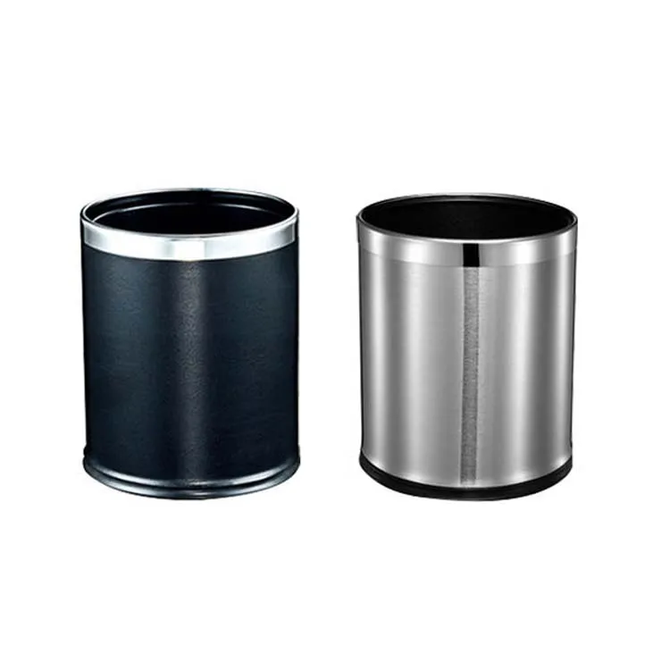 

Household Kitchen Outdoor Portable 10l Round Stainless Steel Garbage Waste Bin Dustbin Open Top Metal Trash Can For Home