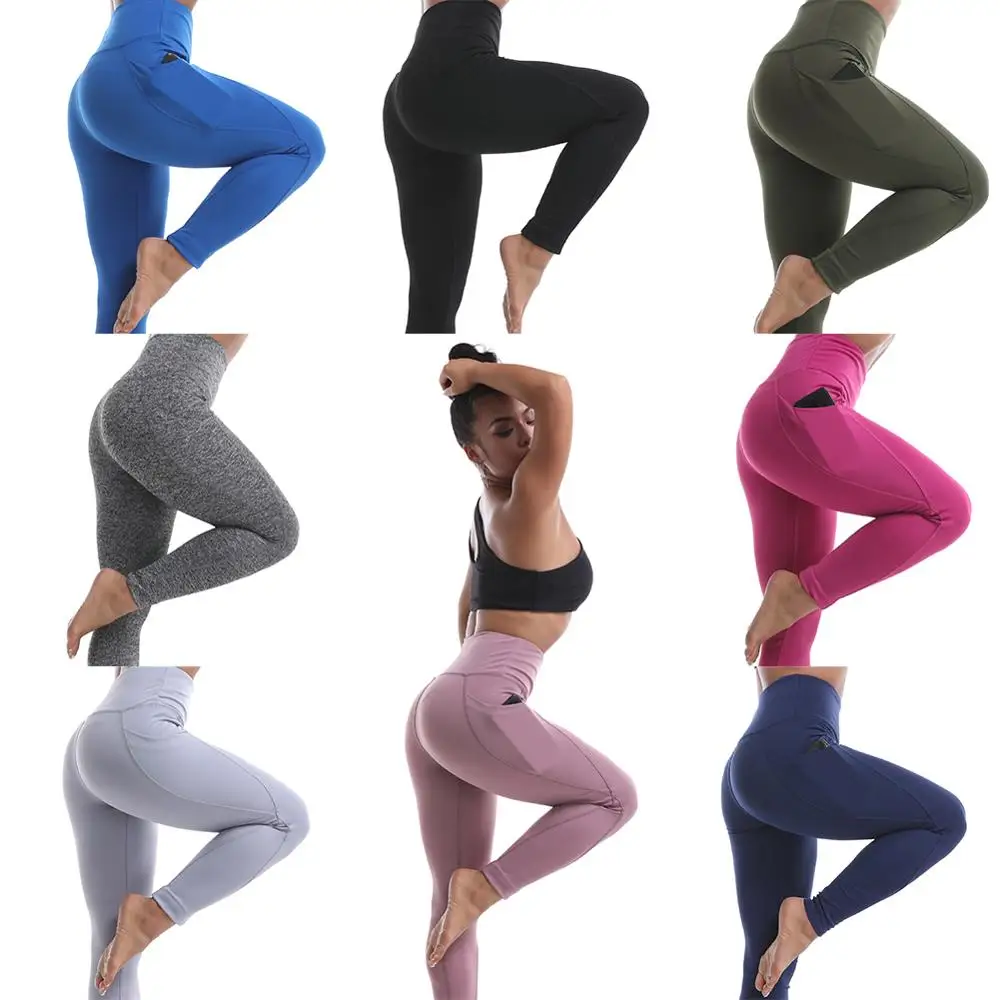 

Non See Through high waisted fitness yoga wear for womens breathable training leggings high waistband with pockets yoga pants, Could be customized
