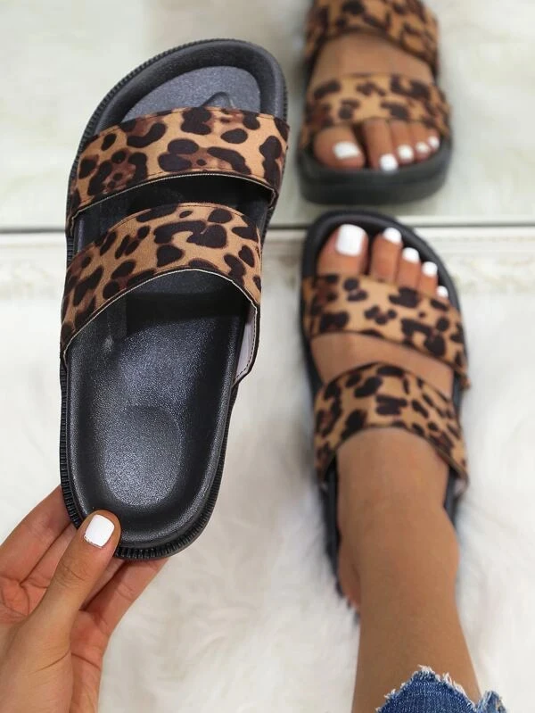 cheetah double strap sandals