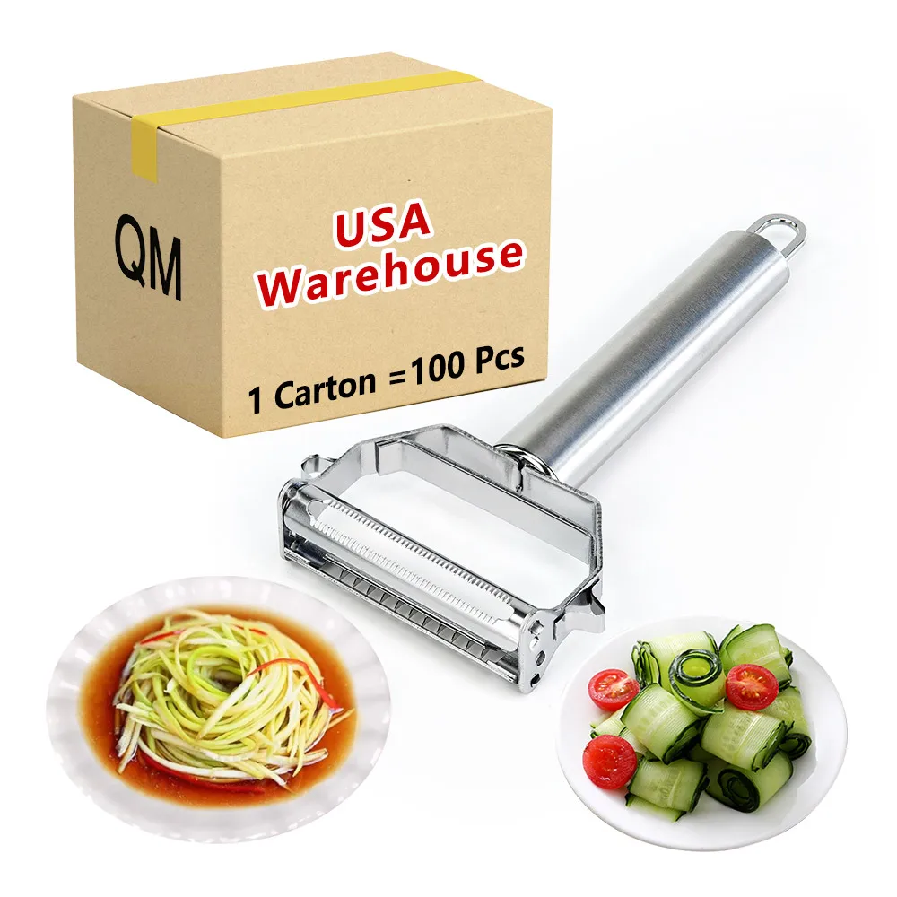 

USA Warehouse Free Shipping Stainless Steel Potato Peeler With Grater Multifunctional Manual Kitchen Fruit Veg Gadgets, Natural color of steel
