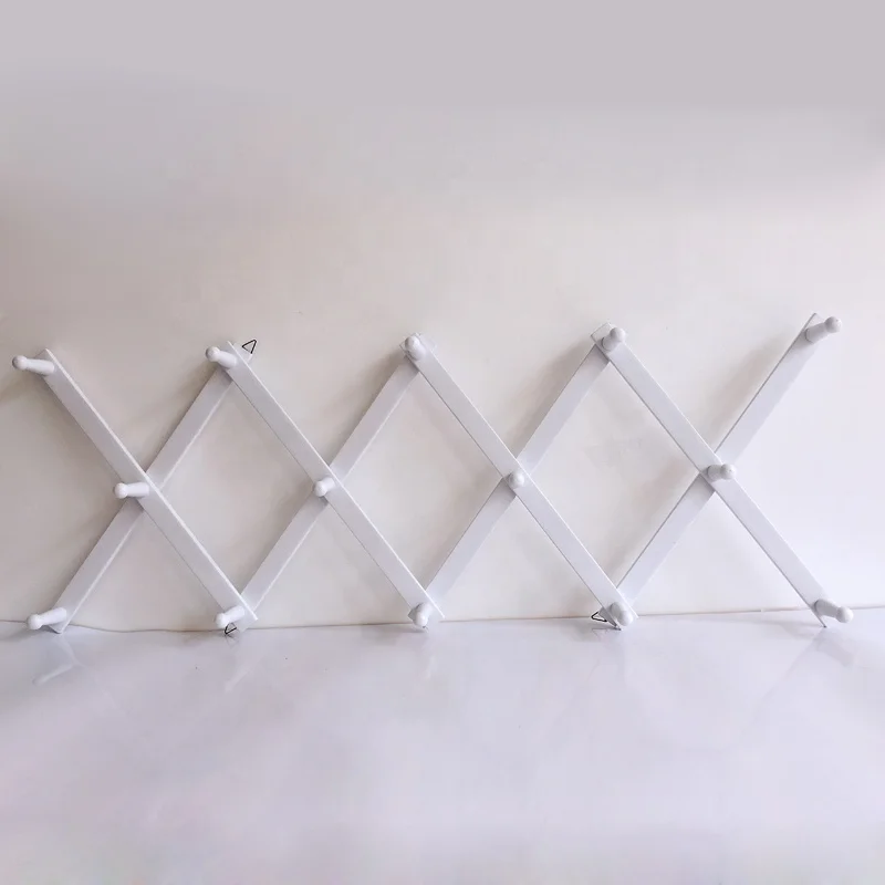

2021 Premium Accordion Style Adjustable Wall Wooden Coat Rack Hooks Hangers, Custom
