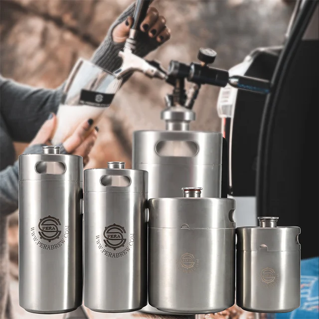 

PERA high-grade stainless steel keg beer equipment beer dispenser beer keg 5l mini keg system, Silver