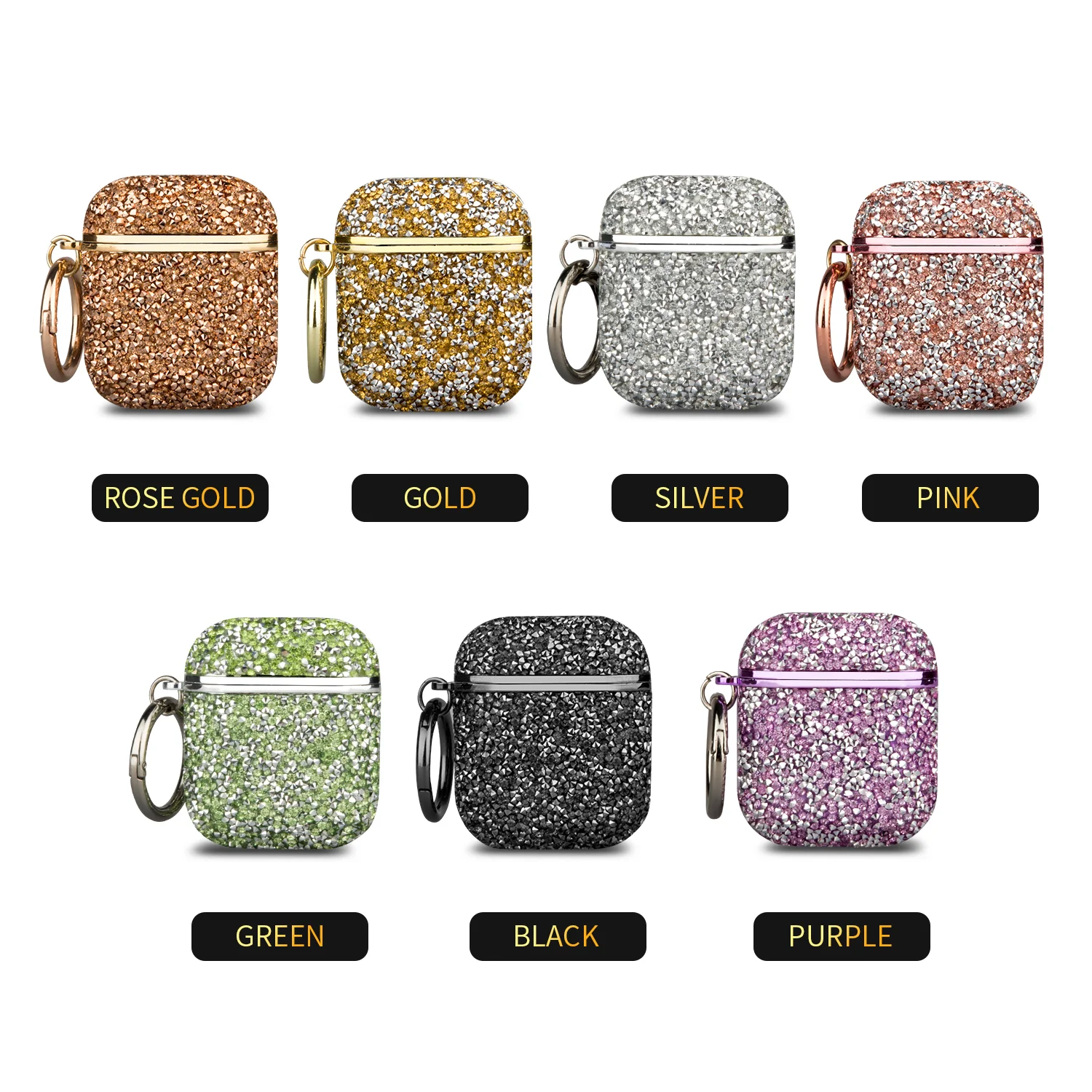 

2021 Fashion Soft TPU Glitter Diamond Bling Bling Shockproof Wireless Earphone Case for AirPods 2, Multi options