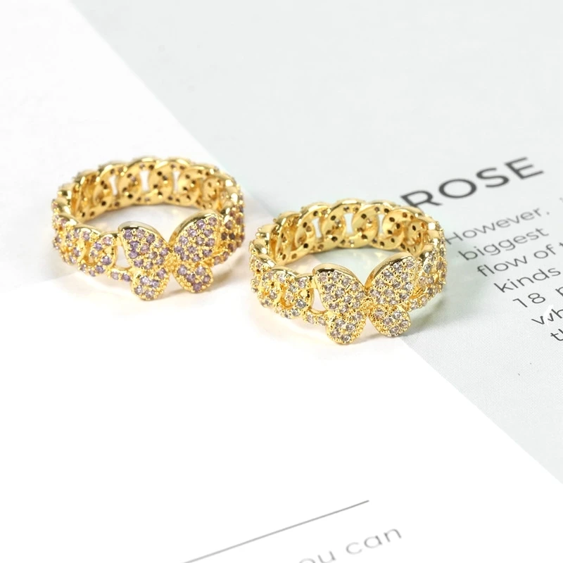 

Elegant Design Ring Brassfine Pave Setting Butterfly Rings