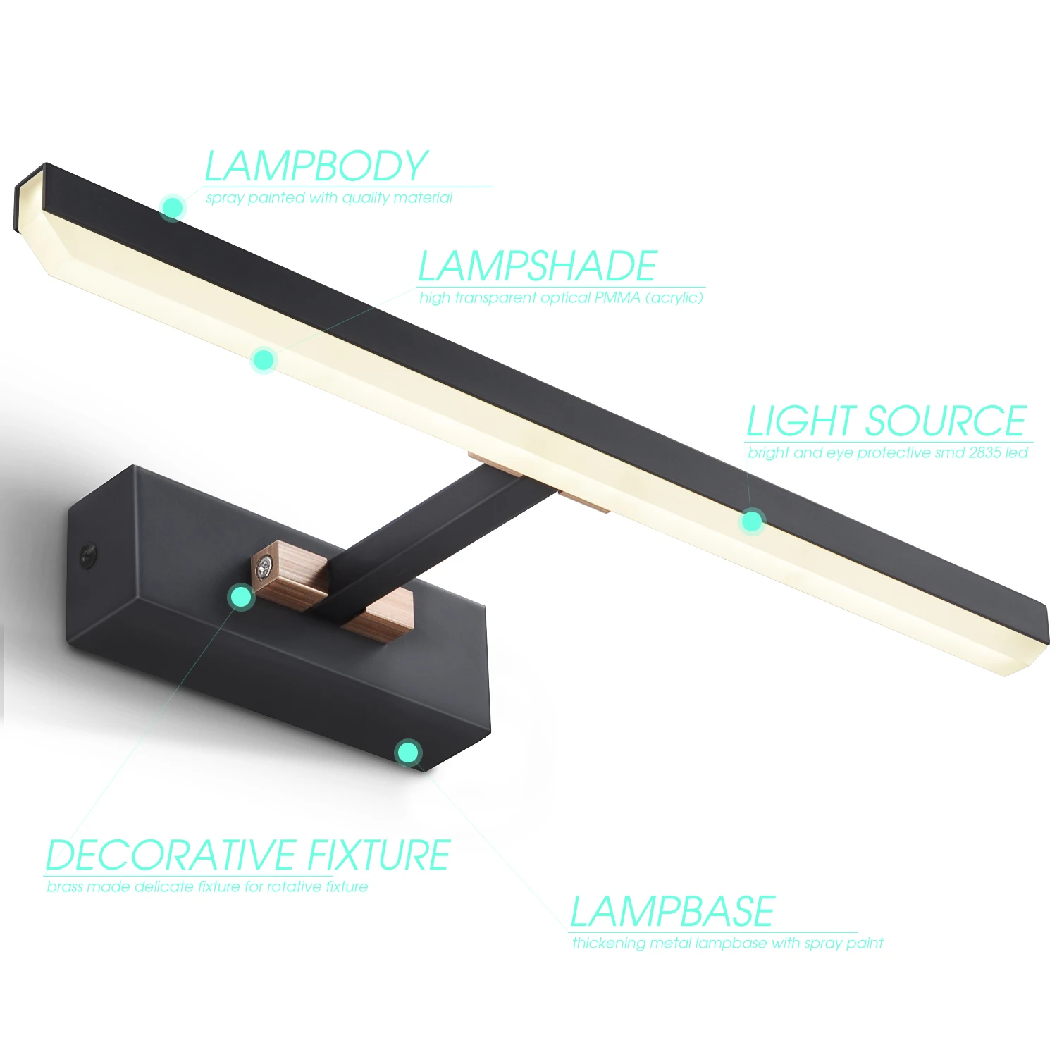 
Wall lamp modern LED 6W 8W customized picture light Bathroom vanity mirror lights white black bathroom light fixture 