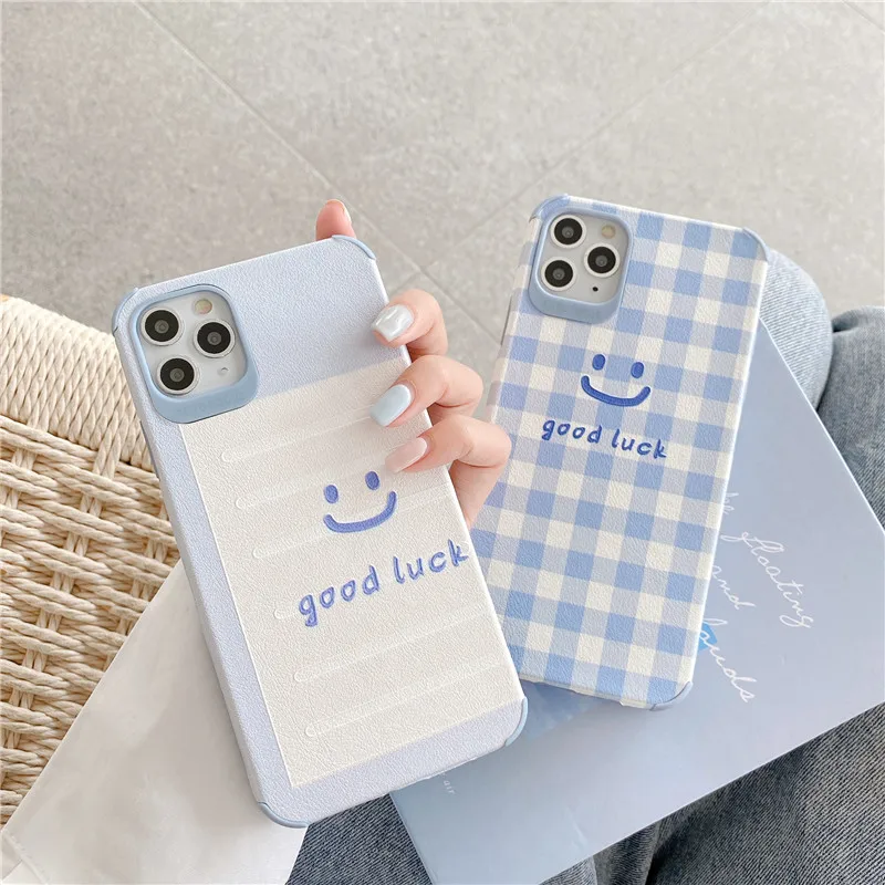 

Case for iphone 12 Women Simple Good Luck Smiley 12mini X Xr Xs 11 Pro Max 7 8plus Phone Soft Cover