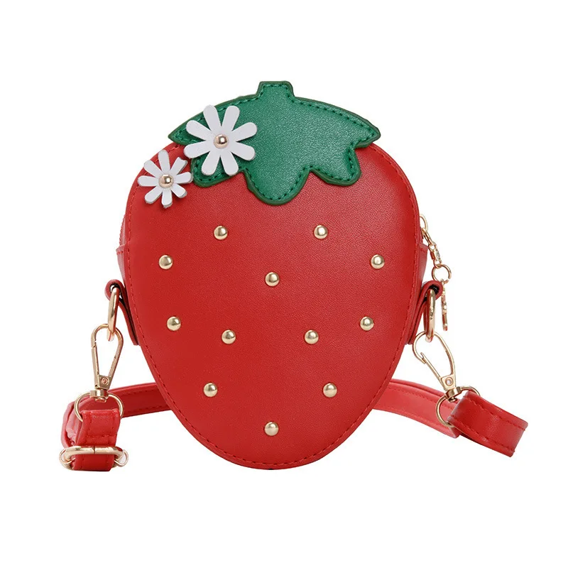 

New Style Cute Strawberry Shape Mini Kids Shoulder Bag, Customized