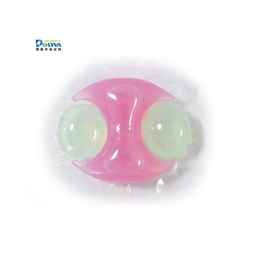

3in1 OEM natural and organic liquid water soluble laundry pods for washing clothes, Pink and green