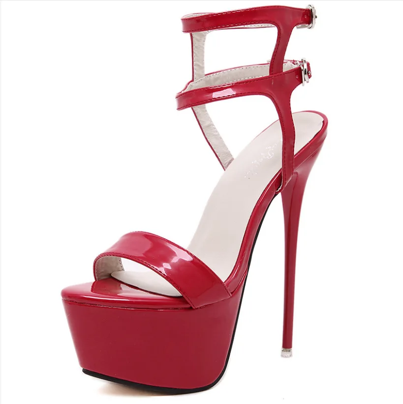 

Amazon AliExpress Hot Sale Women's Sandals Plus Size Solid Color High Heel Hollow Ankle Buckle Women Sandal Sex