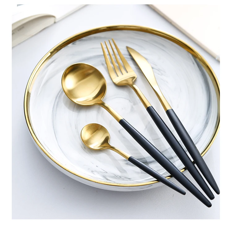 
Goa Matte Cutlery Set Portugal Flatware Serving Set Fork Knife Spoon Stainless Steel Gold Cutlery Set 