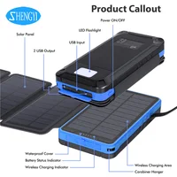 

20000mah 40000mah Solar Phone Charger Mobile Power Bank Wireless Powerbank Charger