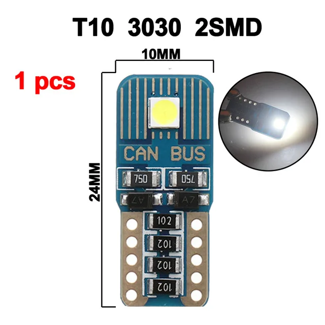 Car LED Bulb T10 W5W Interior LED Light Canbus No error 12V 6500K White 3030 SMD Auto Door Wedge Side Clearance Lamp 194 5W5
