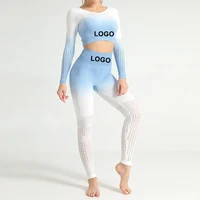 

New long sleeve nylon and spandex women's sportswear ombre fitness seamless yoga set women 2020