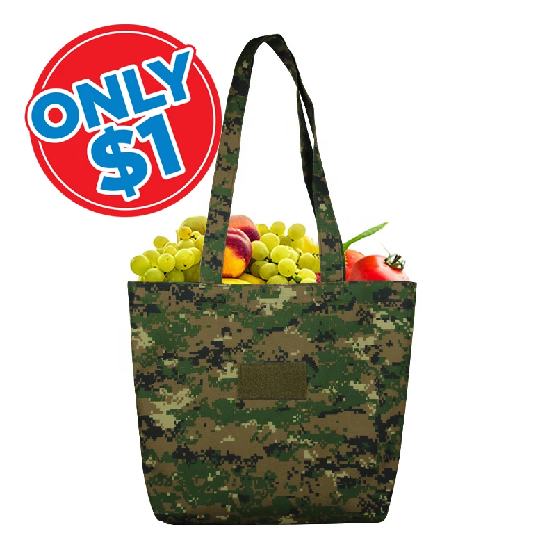 

Large Cheap Price Camouflage Camping Picnic Vegetable Fruit Tote Carry Bag Supermarket Luxury Shopping Bag With Handle, Green digital -shoping bag