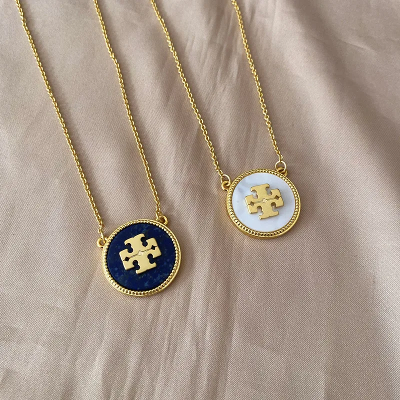 

Fashion Jewelry Pearl Pendant Love Necklace 18K Gold Plated Diamond Round Letter T Necklace