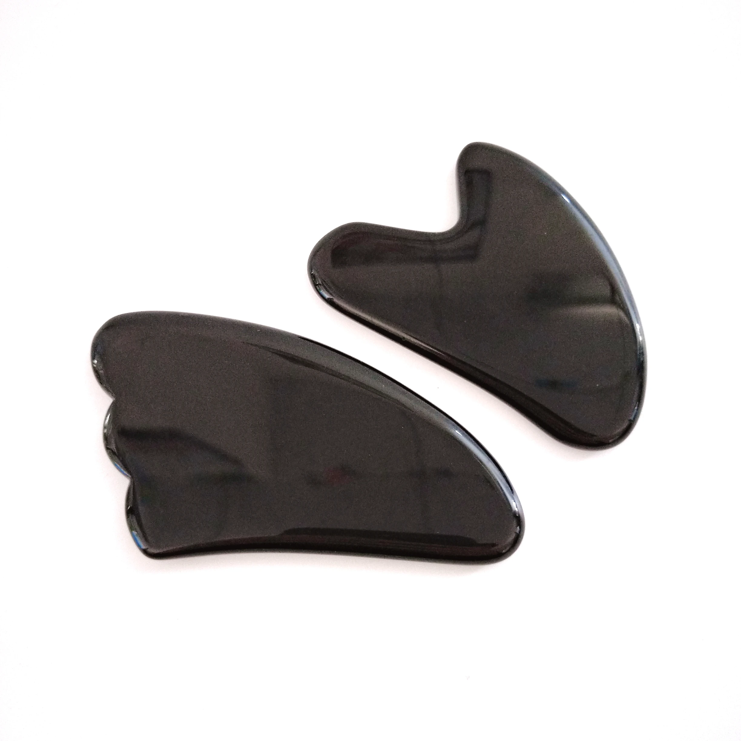 

Summer hot item Spiky Black Obsidian gua sha scraping massage tool new shape spiky guastone